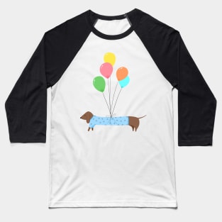 Sausage Dog With Balloons Baseball T-Shirt